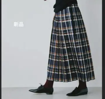 새상품 sosotto 소소토 네이비 체크 플리츠 스커트 타탄 체크