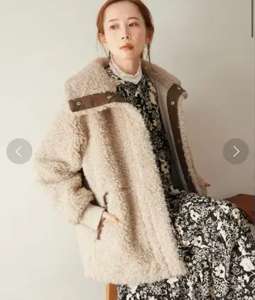 JOURNALSTANDARD relume 인조 모피 빅 칼라 블루종