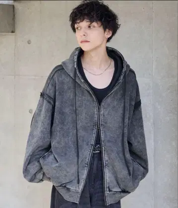 spielio 빈티지 라이크 절개 디자인 더블 지퍼 후드티