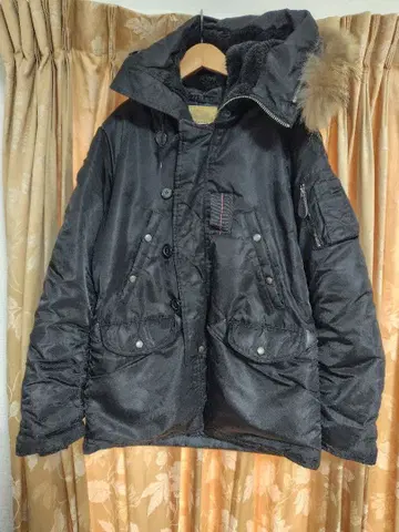 avirex 밀리터리 자켓 후드 부착 남성용 L 사이즈 블랙