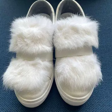 MODE ET JACOMO 퍼 포함 슬립온 화이트