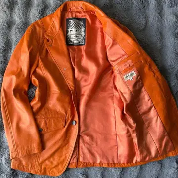 PAGELO 오렌지 가죽 테일러드 자켓 M 2way 램 가죽