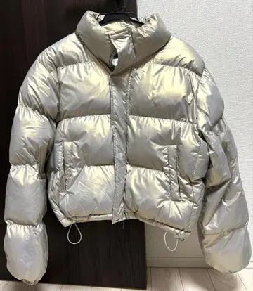 다운 자켓 실버 메탈릭 숏 기장