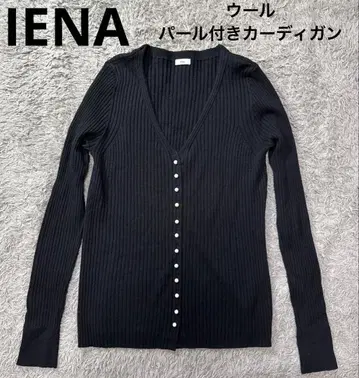 IENA 이에나 울 100% 펄 장식 가디건 블랙