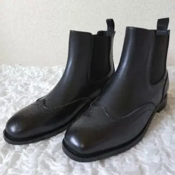 사이드 고어 부츠 윙 팁 23.5cm 가죽 x 인조 가죽 도킹 새상품급