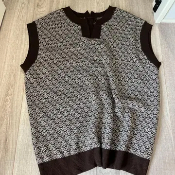 사만다 모스모스 블루 SM2 브라운 계열 기하학 패턴 니트 베스트