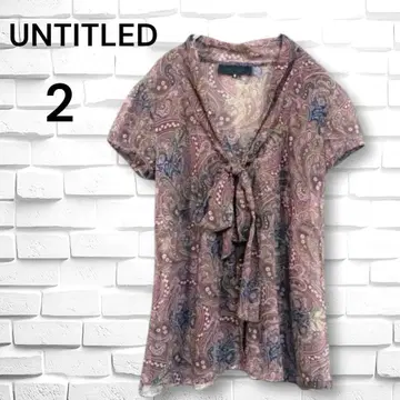 새상품급 언타이틀 보타이 블라우스(2) 페이즐리 무늬 쉬폰 시스루