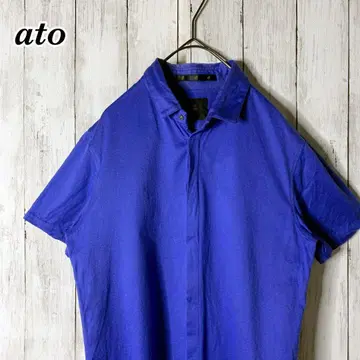 ato 아토 반팔 셔츠 블루 고급 스테디셀러 개성적인 사이즈 46