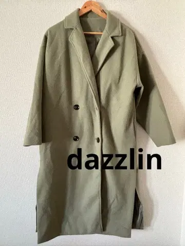 [ dazzlin ] 올리브 그린 더블 브레스트 롱 코트