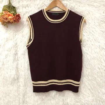 꼼사데모드 라인 스쿨풍 니트 베스트 [ LL ] 울 일본제