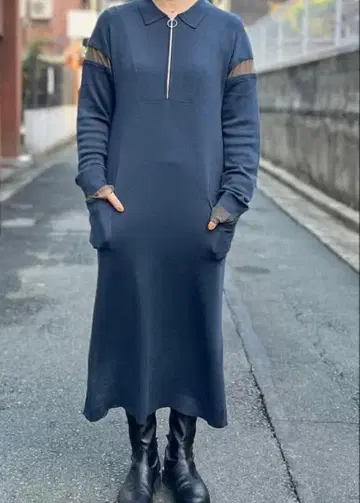 EARIH 네이비 롱 니트 원피스