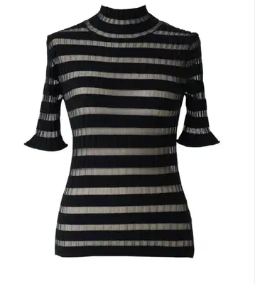 Cygne 시어 하이넥 반팔 상의