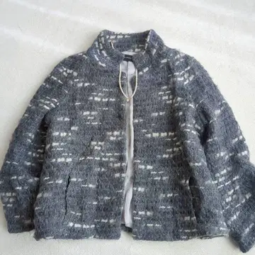 자라 우먼 트위드 자켓 스탠드 카라 모드 시크 울 혼방 M