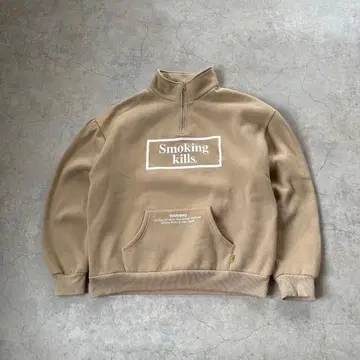 FR2 하프 지퍼 맨투맨 smoking kills 베이지