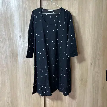 think natural 물방울 패턴 7부 소매 원피스