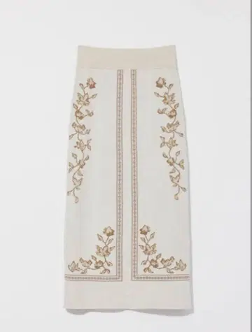 Eaphi scarf motif knit skirt ivory