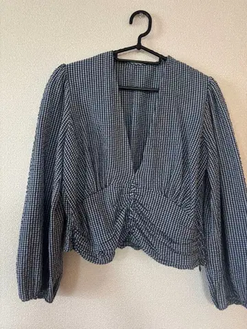 zara 깅엄 체크 블라우스