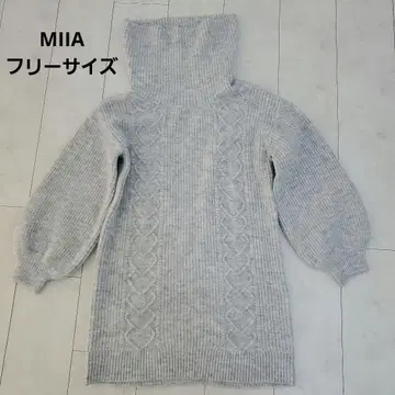 MIIA 프리 사이즈 터틀넥 니트 스웨터 롱 기장