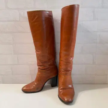 un 가죽 롱 부츠 23.5cm 카멜 브라운