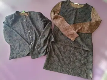 개성있는 브라운 꽃무늬 자수 셋업 M