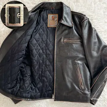 새상품급 L 사이즈 R.B.C 빈티지 가공 가죽 싱글 라이더 주름 가죽