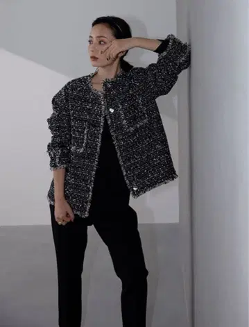 anuans 오리지널 트위드 노카라 자켓