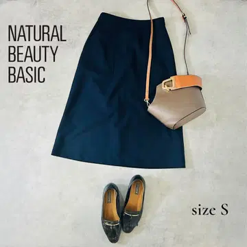 [ 고급 네이비 ] NATURAL BEAUTY BASIC 미디 스커트 S