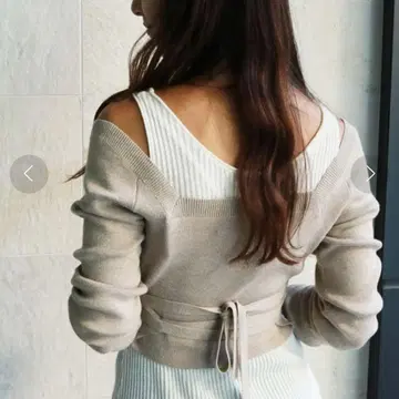 [ TODAYFUL ] 크롭 니트 스웨터 베이지 리본 F 사이즈