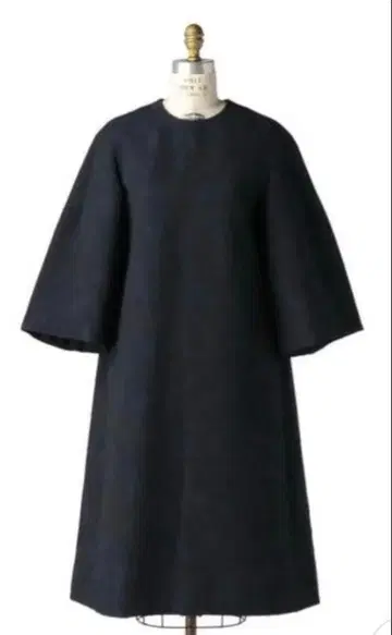 드로어 플라워 자카드 원피스 네이비 36