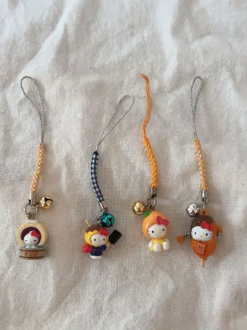 헬로키티 지역 한정 키티 음식 모자 계열 스트랩 4세트