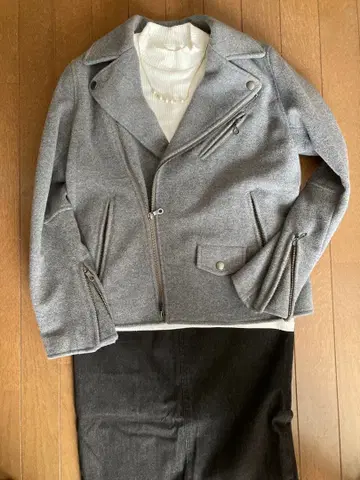 BEAMS BOY 라이더스 울 자켓 그레이