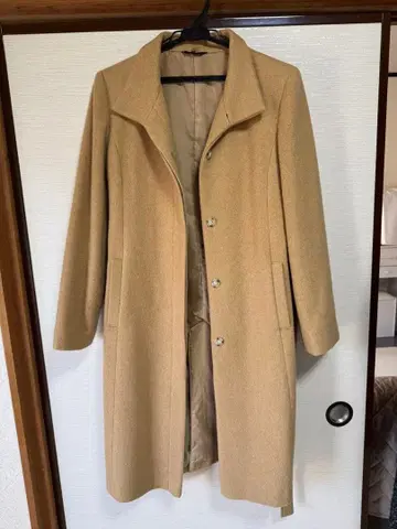 베이지 퍼 롱 코트