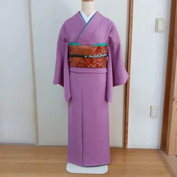 보라색 이로무지 크레이프 원단 기모노 문장 기모노