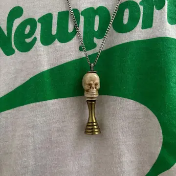 빈티지 스컬 해골 두개골 씰 펜던트 탑 브라스 미국