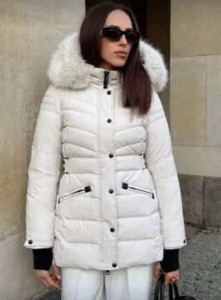 Anewsta 후드 부착 다운 자켓 화이트