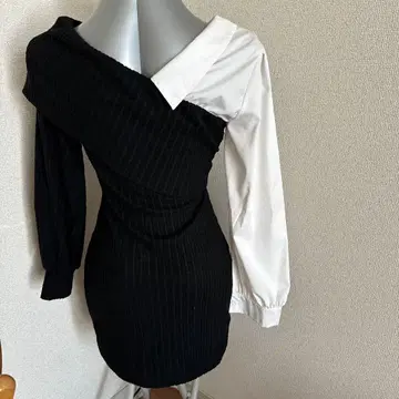 비대칭 타이트 핏 니트