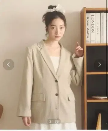 REMOON 체크 테일러드 자켓 베이지