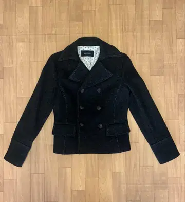 울 더블 브레스트 피 코트