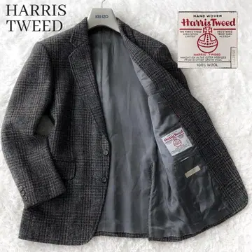해리스 트위드 테일러드 자켓 타탄 체크 차콜 그레이 L