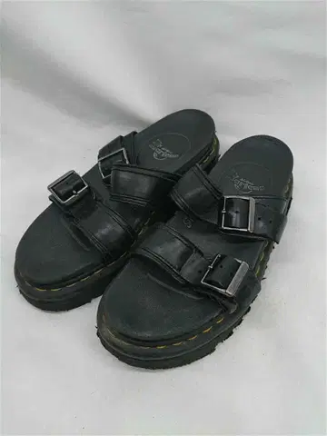 닥터마틴 그리폰 블랙 계열 가죽 샌들 더블 스트랩