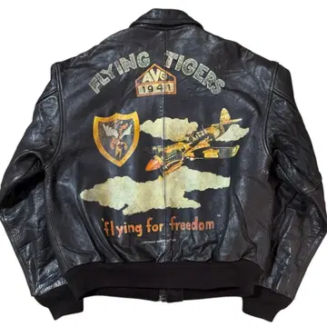 분위기 발군 AVIREX 백 페인트 A-2 천연 가죽 플라이트 자켓 XS