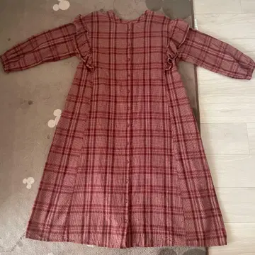 사만사 모스모스 어깨 프릴 체크 무늬 원피스 레드