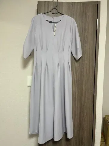 연보라 7부 소매 플레어 원피스