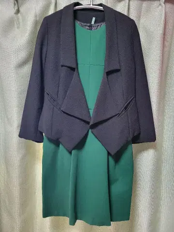 결혼식 세레모니 원피스 그린 자켓 세트