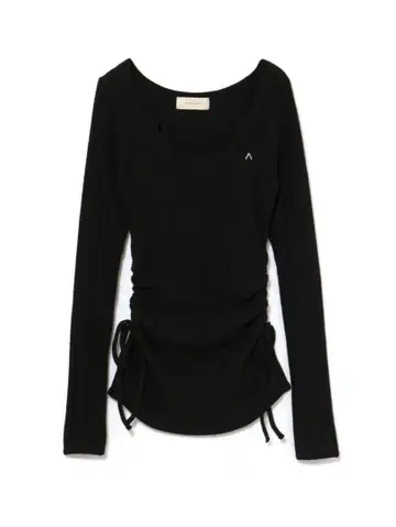 Lala 셔링 리본 탑 블랙