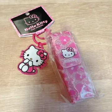 산리오 헬로키티 립 케이스 참 갸루키티 라메 핑크 레오파드 무늬