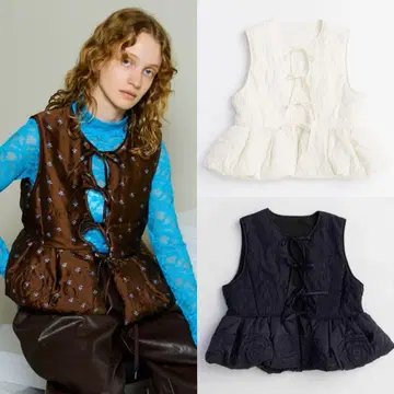 MAISON SPECIAL Embroidery Peplum Vest