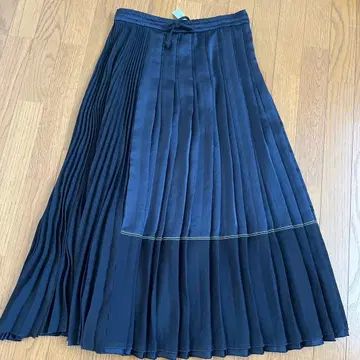 빅 사이즈 네이비 플리츠 롱 스커트