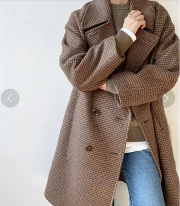 plage 하운드 투스 더블 버튼 코트 체크 코트