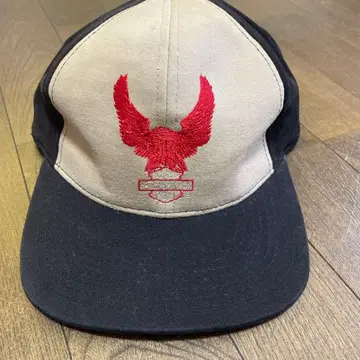 Harley-Davidson 캡 베이지/네이비 빈티지 약간의 변색 있음